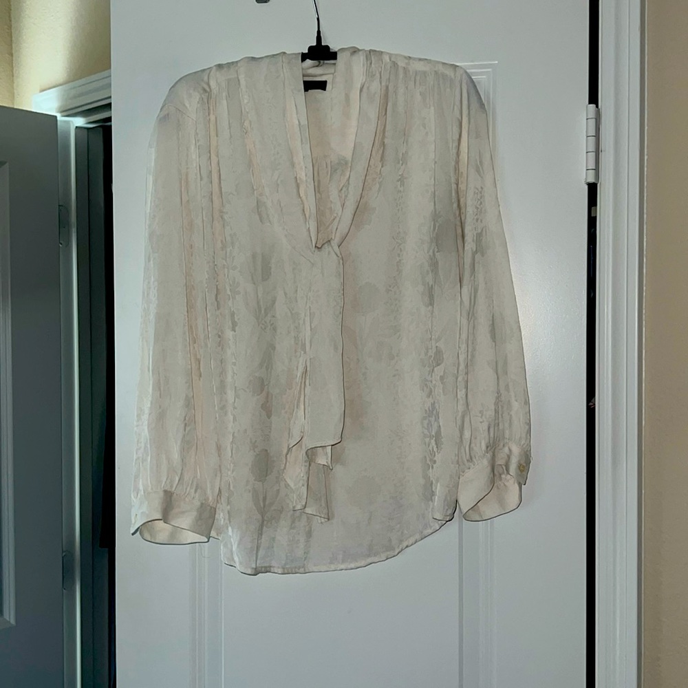 White blouse, perfect for work with detailing on satin
